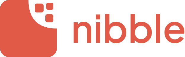 Nibble logo, coral on transparent